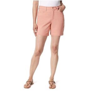 Womens Pink Denim Shorts 12 Mid-Rise Slimming Classic Fairycore Cottage Princess